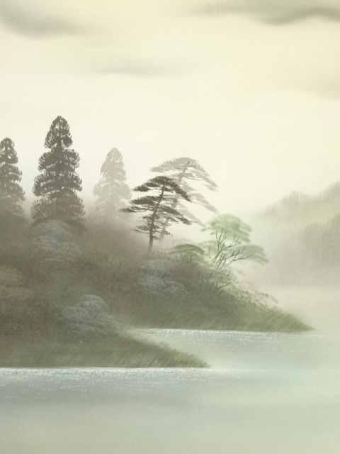 ys6882855; 宗sou 華邦筆 赤富士 肉筆絹本掛軸【道】